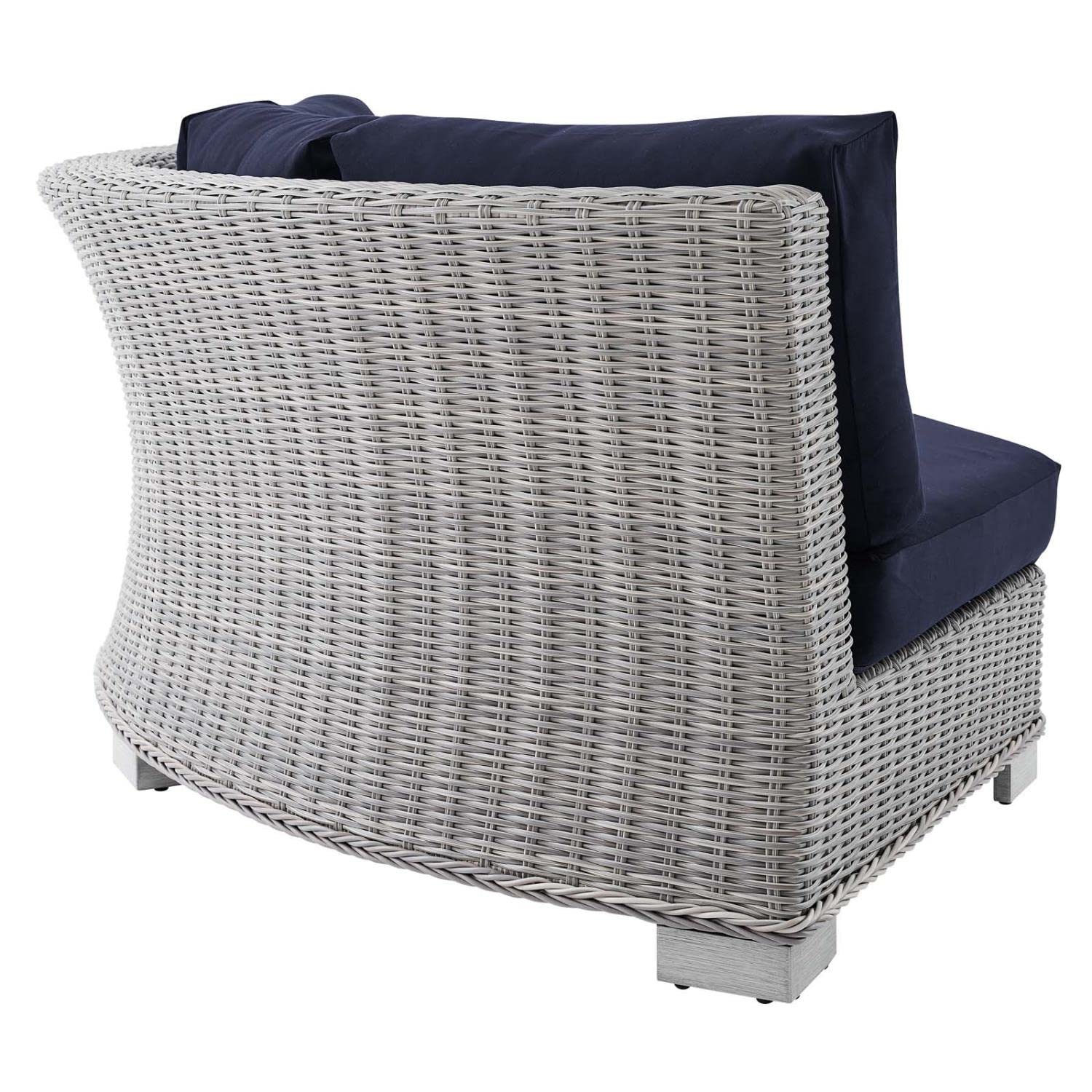 executive chairs | CasaFoyer Conway Outdoor Patio Wicker Rattan Sectional Sofa Round Corner Chair | Light Gray | UV-Resistant | Water-Resistant Sunbrella Fabric | Durable Aluminum Frame | Modular Design | Cozy Cushions | Easy Assembly | casafoyer.myshopify.com