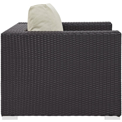 Patio Furniture Sets | Convene Outdoor Sectional | Versatile Arm Chair | All-Weather Cushions | Espresso Beige | casafoyer.myshopify.com