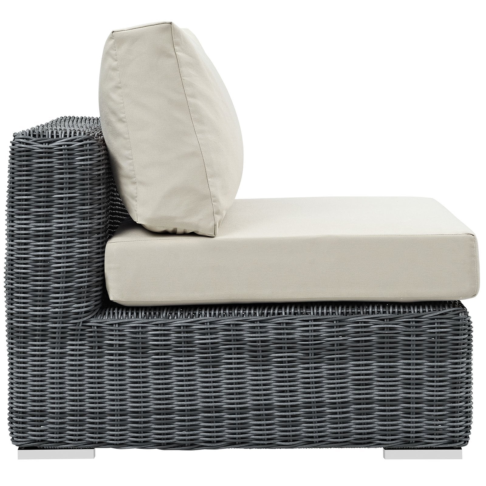 Patio Furniture Sets | Summon Outdoor Patio Armless Sectional Sofa Chair | Two-Tone Rattan | Sunbrella Cushions | UV Protection | Powder-Coated Aluminum Frame | casafoyer.myshopify.com