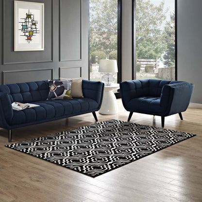 Carpet & Rugs | CasaFoyer Frame Transitional Moroccan Trellis Area Rug | Durable Polypropylene | Rubber Bottom | Geometric Lattice Pattern | Stain Resistant | Easy to Clean | 5x8 Size | Black and White | casafoyer.myshopify.com