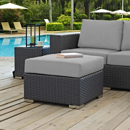 Ottoman | Sojourn Outdoor Patio Ottoman | Sturdy & Versatile Seating | Sunbrella Cushions | UV Protection | Patio, Backyard, Poolside | casafoyer.myshopify.com