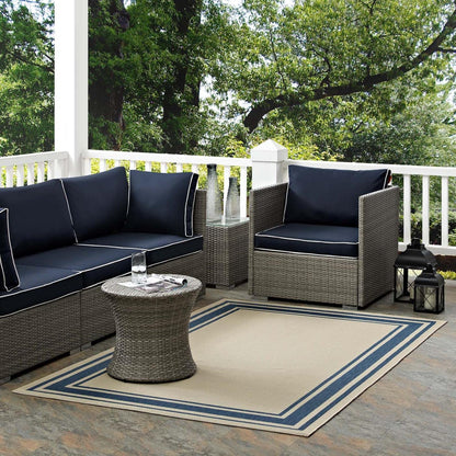 Carpet & Rugs | CasaFoyer  | Rim Solid Border Borderline Indoor/Outdoor Area Rug | Durable & Soft Polypropylene | All-Weather | Fade & Stain Resistant | 8x10 Blue/Beige | casafoyer.myshopify.com