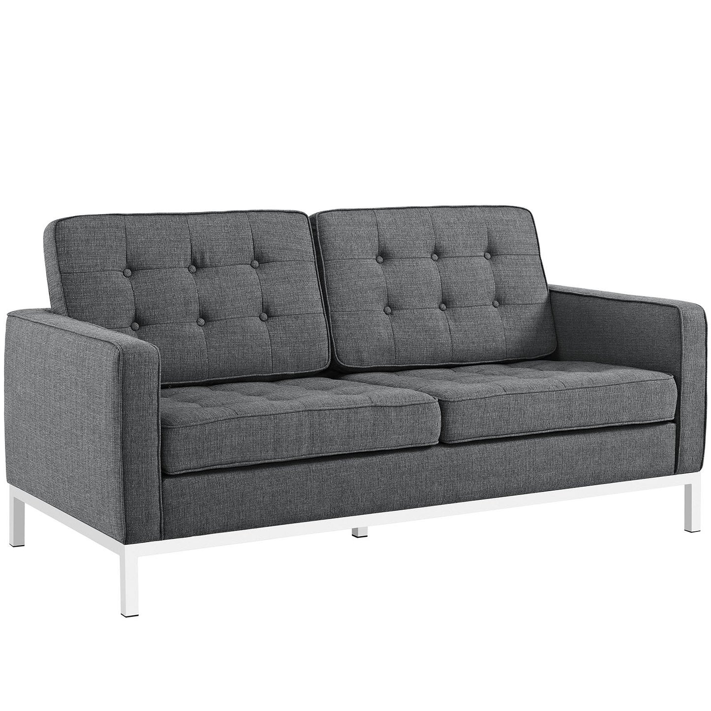 Sofa & chair Sets | Mid-Century Modern Loft Series | Stainless Steel Frame | Elegant Design | Comfortable Seating | Ideal for Reception Areas, Living Rooms, Hotels, Resorts, Restaurants | Gray | casafoyer.myshopify.com