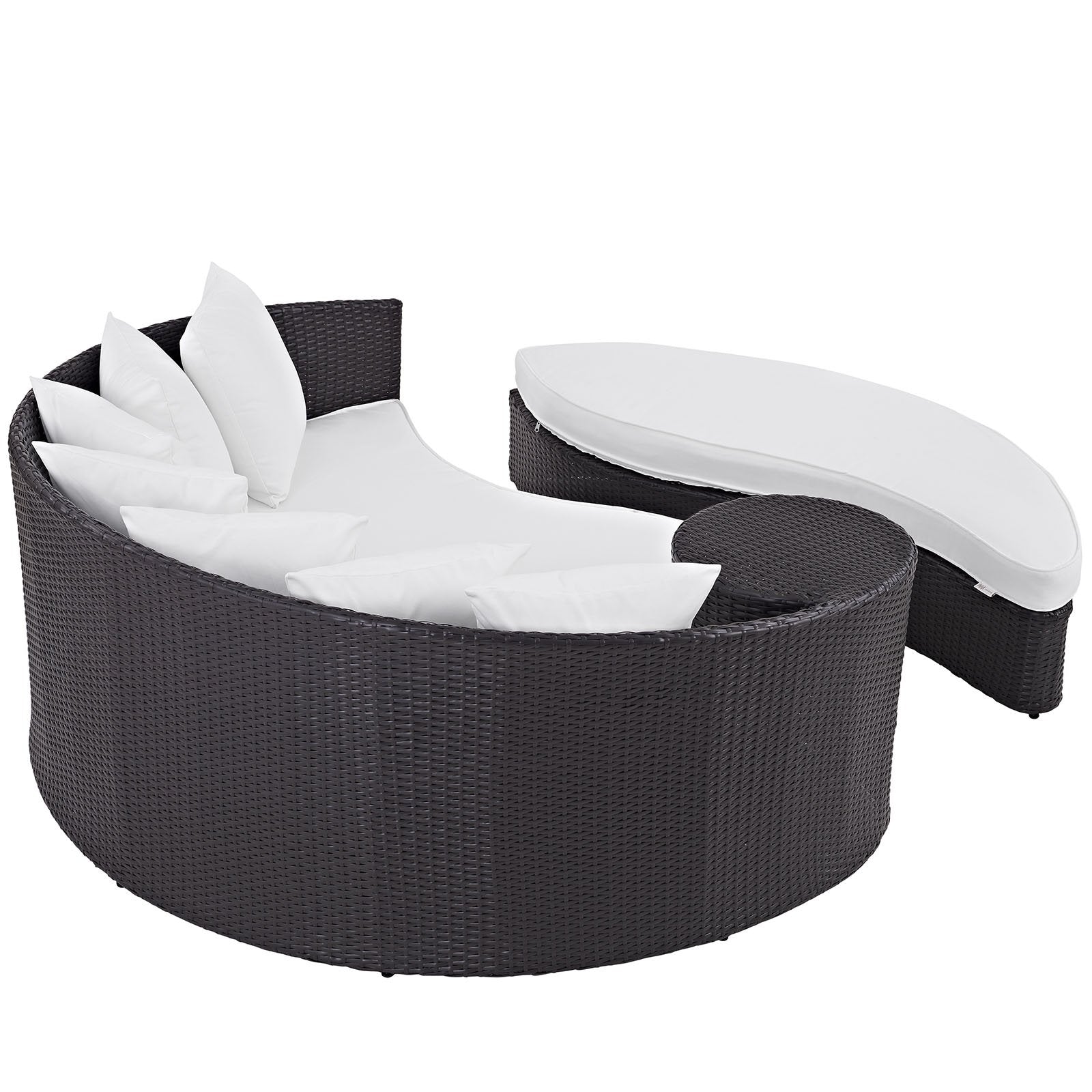 sofas | CasaFoyer Convene Outdoor Sectional | Adjustable Patio Lounge Daybed with Ottoman | All-Weather Cushions | Espresso White | casafoyer.myshopify.com