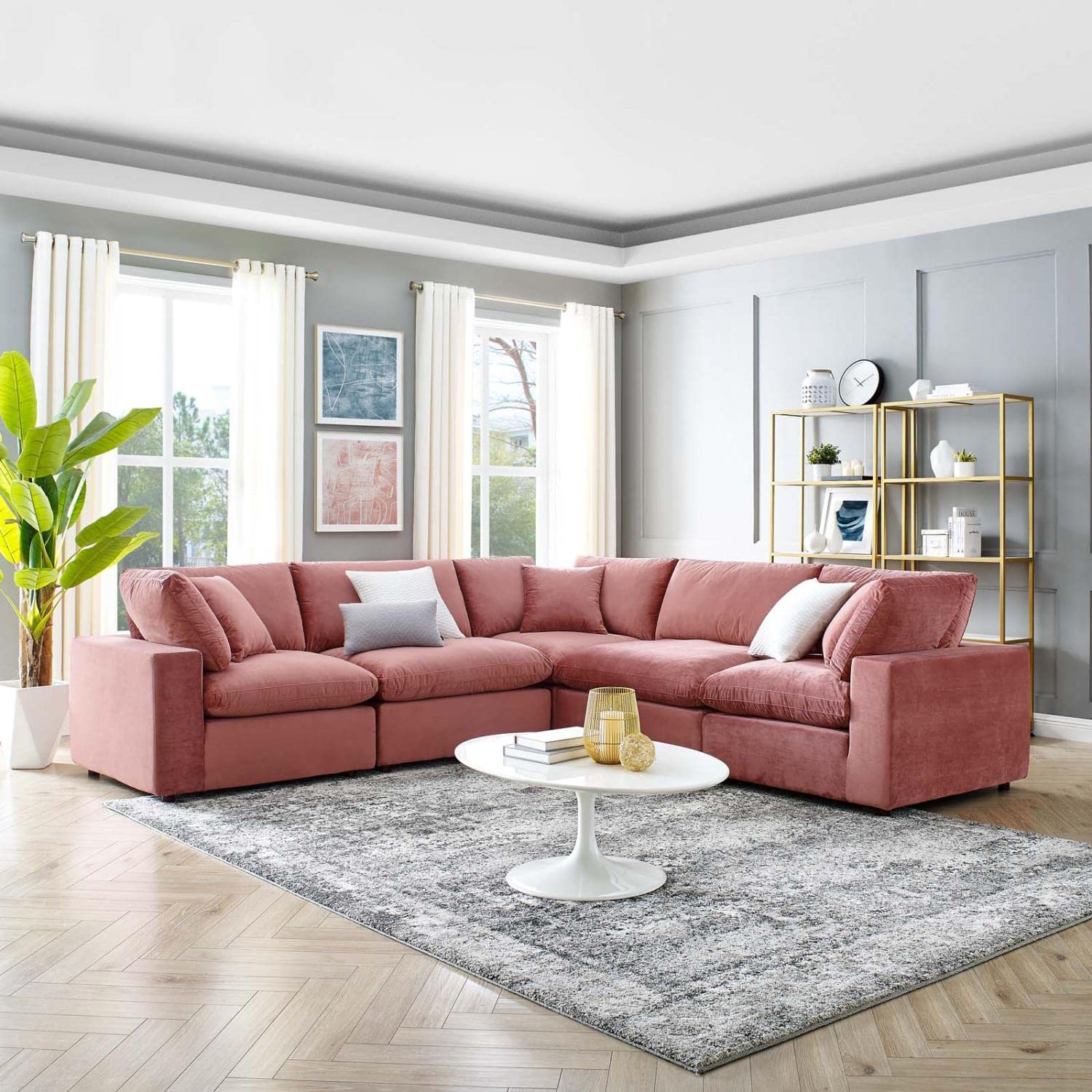 kitchen and dining room sets | CasaFoyer Commix | Luxurious Sectional Sofa | Stain-Resistant Velvet | Down Feather Cushions | Solid Wood Construction | 5-Piece Set | casafoyer.myshopify.com