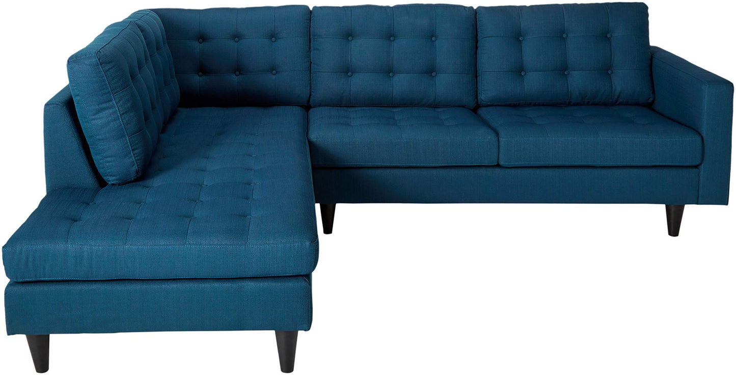 sofas | CasaFoyer Empress Button Tufted Upholstered Fabric Sectional Sofa Set | Azure | 2-Piece Left Facing Bumper & Right-Facing Loveseat | Plush Cushions | Regal Armrests | Stain-Resistant Fabric | Solid Wood Legs | 660 lbs Weight Capacity | Scratch-Free Glides | casafoyer.myshopify.com