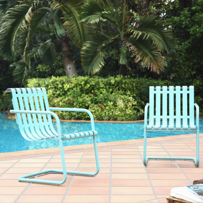 Chair | CasaFoyer Gracie Cantilevered Chair | Vintage Comfort | Sturdy Steel | Powder Coated | Blue | 2PC/1CARTON | casafoyer.myshopify.com