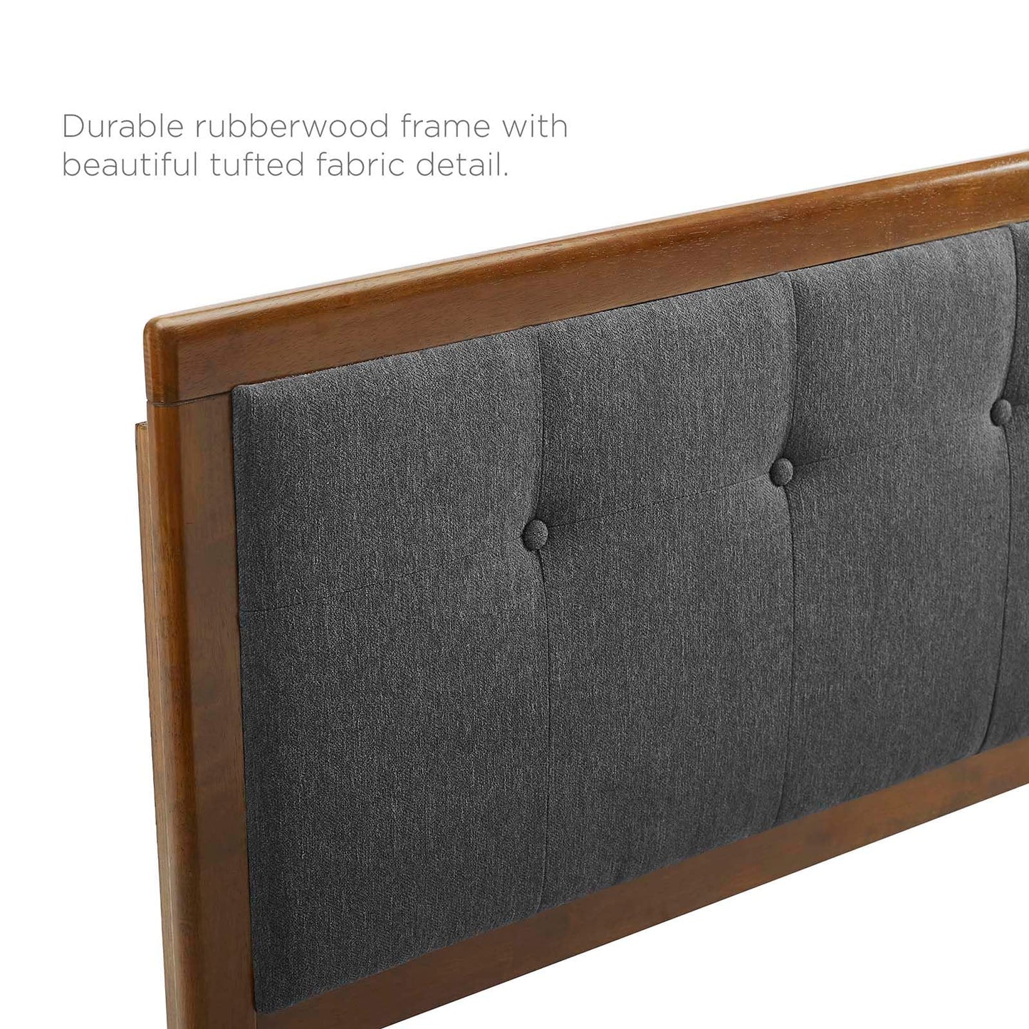 headboards | CasaFoyer Draper Tufted Wood King Headboard | Contemporary Charm | Vintage Accents | Natural Appeal | Compatible with Billie & Margo Collections | Dense Foam Padding | Long-lasting Durability | Walnut Charcoal | casafoyer.myshopify.com