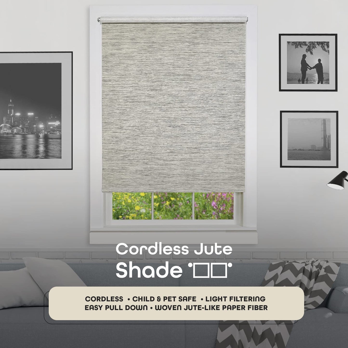 window treatment roller shades | CasaFoyer Cordless Roman Shade | 100% Blackout Fabric | Easy Adjustments | Sleek Design | 36x64 Ivory | casafoyer.myshopify.com