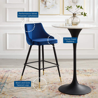 barstools | CasaFoyer Adorn Performance Velvet Bar Stool | Timeless Design | Stain-Resistant | Cozy Seating | Vintage Modern Style | Navy | casafoyer.myshopify.com
