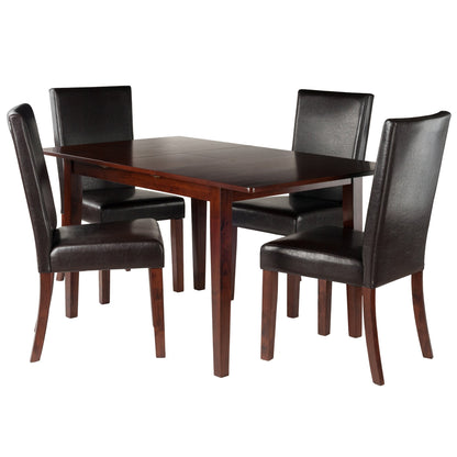 childrens table and chair sets | CasaFoyer 5-Piece Dining Set | Anna Extension Table (58 width) | 4 Faux Leather Chairs | Solid Wood Frames | Walnut Finish | Comfortable & Stylish | casafoyer.myshopify.com