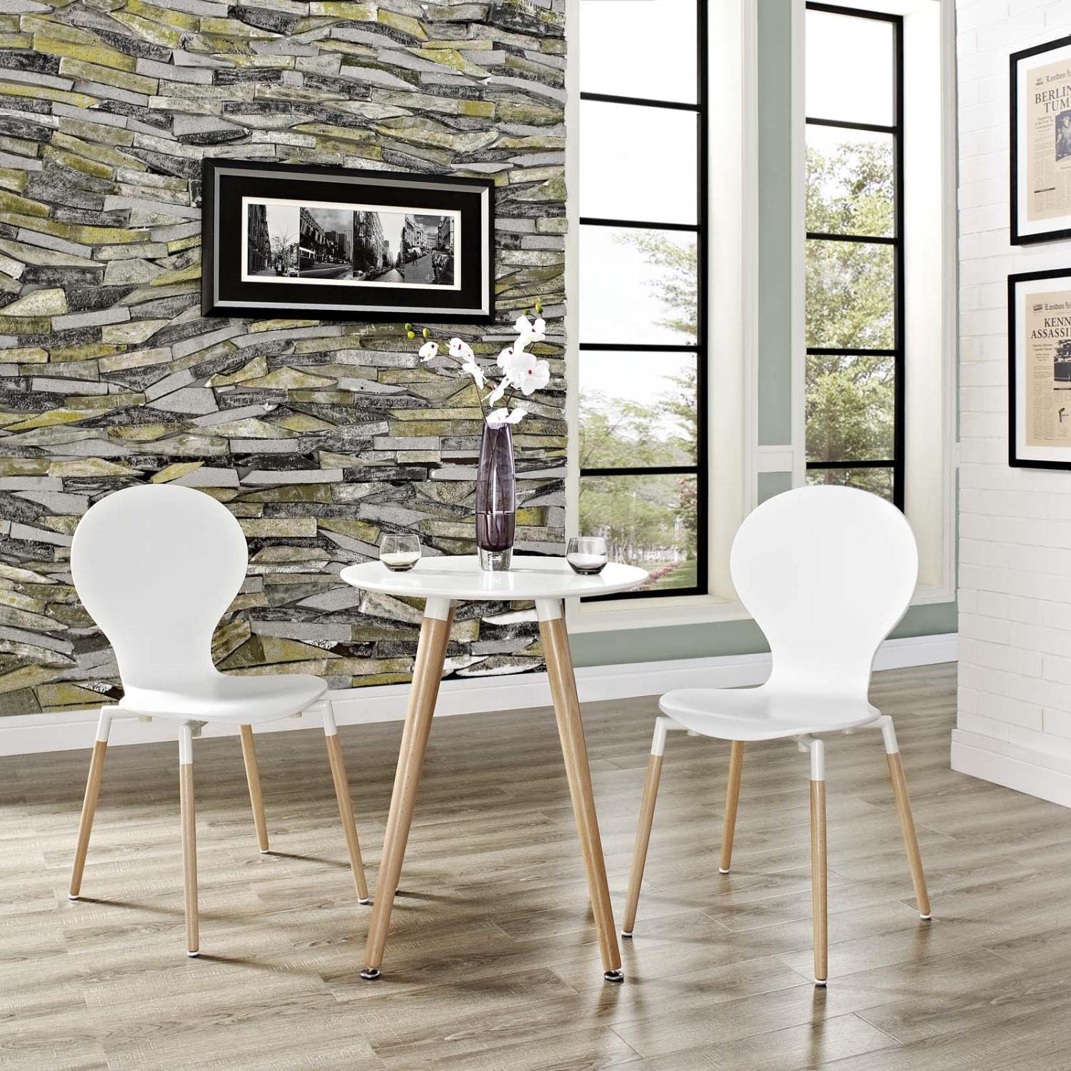 home office desk chairs | CasaFoyer Circular Journey of Life | Path Dining Chair Set of 2 - White | Fiberboard Frame | Sturdy Beech Wood Legs | Stimulating Discussions & Innovative Concepts | casafoyer.myshopify.com