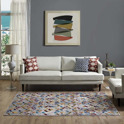 Carpet & Rugs | CasaFoyer Laleh Geometric Mosaic Area Rug | Modern Design | Durable Polypropylene | Non-Shedding | Stain-Resistant | 4x6 Size | casafoyer.myshopify.com