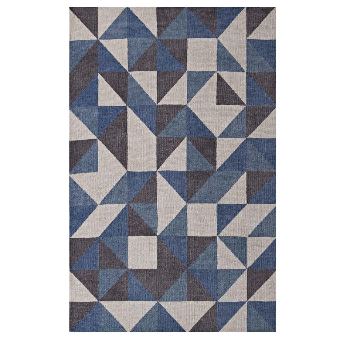 Carpet & Rugs | CasaFoyer Kahula Geometric Triangle Mosaic Area Rug | Blue/White/Gray | 8x10 ft | Soft, Durable, Stain-Resistant | Perfect for Any Room | casafoyer.myshopify.com
