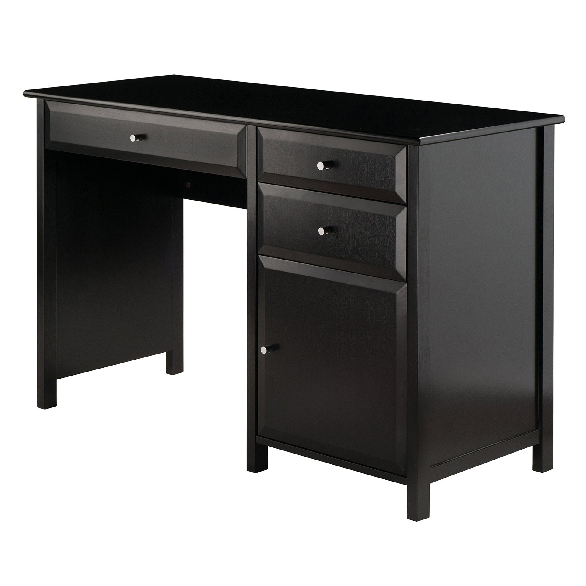 DESK | Ergode  Delta Writing Desk | Sleek & Modern | Cabinet & Drawers | Sturdy Composite Wood | Black/Silver | 30.7H x 47.2W x 20.2D | casafoyer.myshopify.com