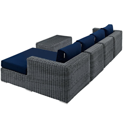 kitchen and dining room sets | CasaFoyer Summon Outdoor Patio Sectional Sofa Set | 5 Piece | Sunbrella Fabric | Two-Tone Rattan | Aluminum Frame | Coffee Table | Ideal for Patio, Backyard, Poolside | casafoyer.myshopify.com