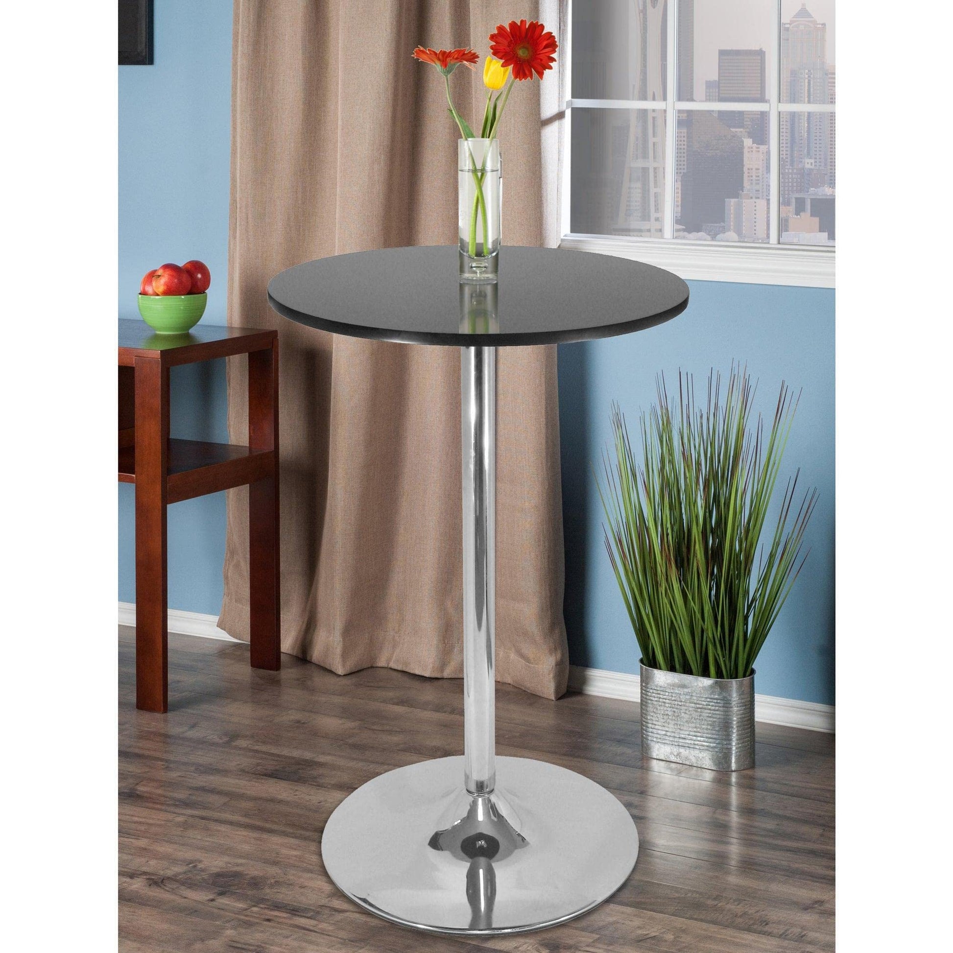 TABLE | Ergode  Wood Spectrum Pub Table | Modern Style | 28.7 Round | Black & Chrome | Stable & Compact Design | Easy Assembly | Ideal for Dining & Social Gatherings | casafoyer.myshopify.com