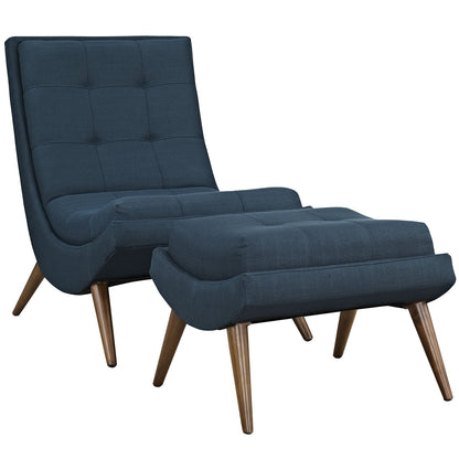 Chair | Ramp Lounge Chair & Ottoman Set | Effortless Relaxation | Comfortable Gliding | Stylish Design | Cherry Stained Wood Legs | Perfect for Modern Living Rooms | Includes 1 Lounge Chair | casafoyer.myshopify.com