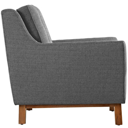 kitchen and dining room sets | CasaFoyer Beguile Collection | Mid-Century Elegance | Fabric Upholstery | Walnut Base | Armchair, Loveseat, Sofa | Gray | casafoyer.myshopify.com