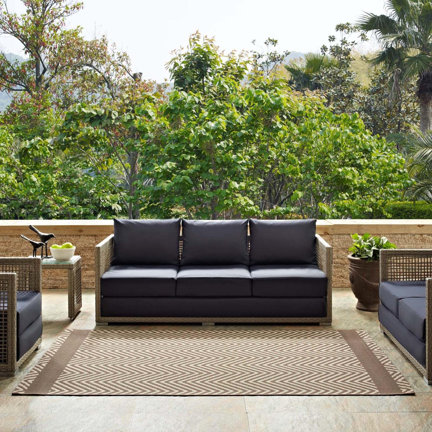 area rugs | CasaFoyer Optica Chevron With End Borders 8x10 Indoor/Outdoor Area Rug | Durable, Soft, Fade & Stain Resistant | Perfect for High-Traffic Areas | Beige | casafoyer.myshopify.com