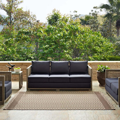 area rugs | CasaFoyer Optica Chevron With End Borders 8x10 Indoor/Outdoor Area Rug | Durable, Soft, Fade & Stain Resistant | Perfect for High-Traffic Areas | Beige | casafoyer.myshopify.com