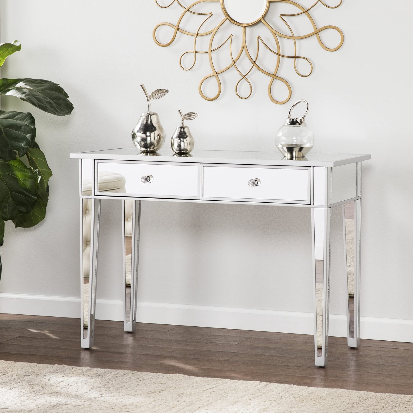 TABLE | Glamorous Mirrored Console Table | Versatile & Elegant | 2 Drawers | Living Room & Bedroom Furniture | casafoyer.myshopify.com