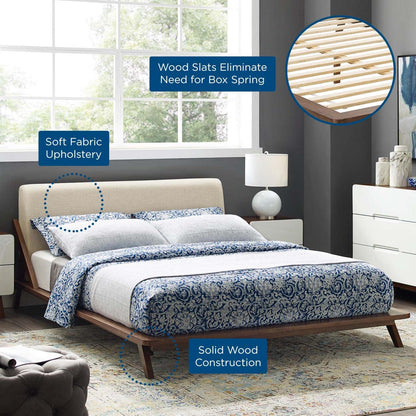 Bed | CasaFoyer Luella Queen Platform Bed | Sled Design | Polyester Upholstered Headboard | Solid Wood Frame | Slatted Support System | Modern Elegance | 800 lbs Weight Capacity | casafoyer.myshopify.com