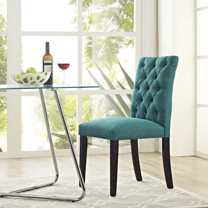 home office desk chairs | CasaFoyer Duchess Dining Chair | Elegant Curvy Design | Tufted Button Back | Comfortable Foam Padding | Fine Fabric Upholstery | Sturdy Wood Legs | Non-Marking Foot Caps | casafoyer.myshopify.com