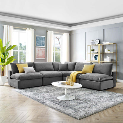 kitchen and dining room sets | CasaFoyer Commix Sectional Sofa | Plush Comfort | Clean-lined Design | Stain-Resistant Velvet | Solid Wood Construction | Duck Down Cushions | 5-Piece Set | casafoyer.myshopify.com