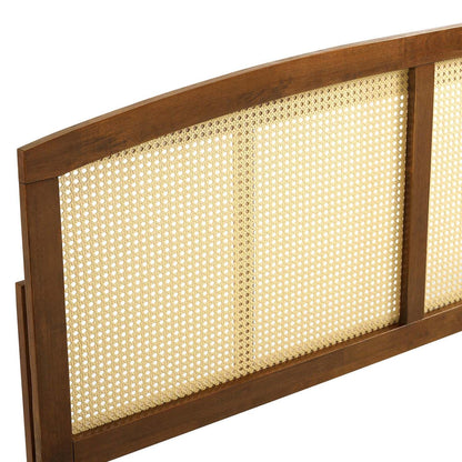 Bed | CasaFoyer Halcyon Cane Woven Rattan Full Headboard | Serene Island Vibe | Mid-Century Modern Design | Natural Wood Frame | Durable Solid Rubberwood | Easy Assembly | casafoyer.myshopify.com