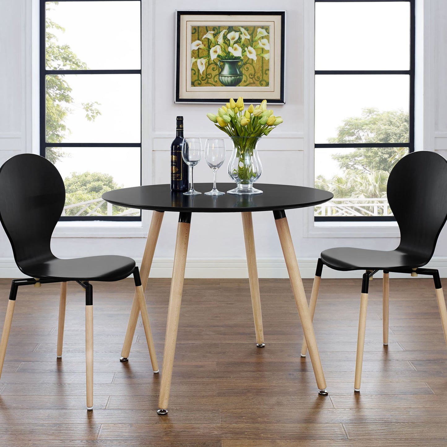 patio dining tables | CasaFoyer Track Circular Dining Table | Minimalist Modern Design | Sturdy Beechwood Legs | Sleek Veneer Top | Versatile & Stylish | Dynamic Atmosphere | casafoyer.myshopify.com