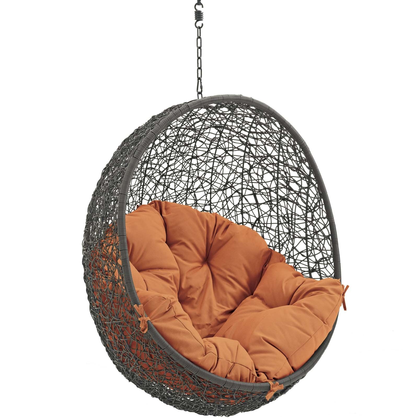 porch swings | Ergode Hide Outdoor Patio Swing Chair | Tranquil Island Escape | Synthetic Rattan Weave | All-Weather Cushion | Powder-Coated Steel Frame | Adjustable Chain | Versatile Indoor/Outdoor Lounger | Gray Orange | casafoyer.myshopify.com