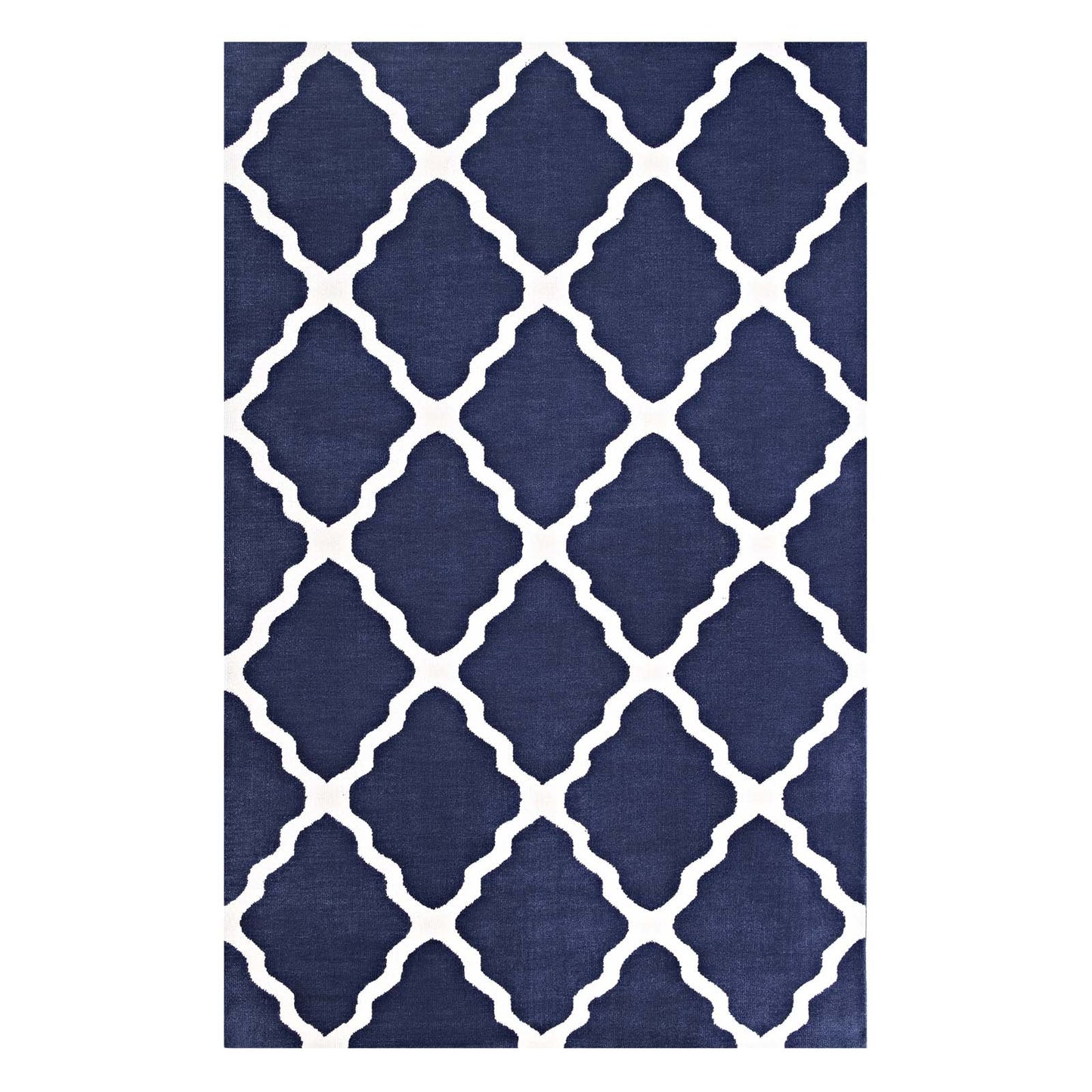 Carpet & Rugs | CasaFoyer Marja Moroccan Trellis Area Rug | Elegant lattice design | Soft polyester microfiber | Durable jute fabric bottom | Stain-resistant | Non-shedding | Easy to maintain | 5x8 size | Navy and Ivory | casafoyer.myshopify.com