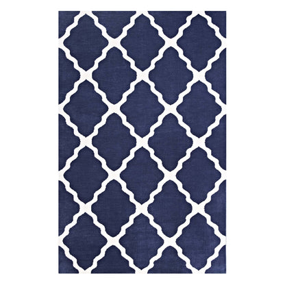 Carpet & Rugs | CasaFoyer Marja Moroccan Trellis Area Rug | Elegant lattice design | Soft polyester microfiber | Durable jute fabric bottom | Stain-resistant | Non-shedding | Easy to maintain | 5x8 size | Navy and Ivory | casafoyer.myshopify.com
