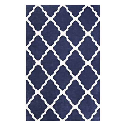 Carpet & Rugs | CasaFoyer Marja Moroccan Trellis Area Rug | Elegant lattice design | Soft polyester microfiber | Durable jute fabric bottom | Stain-resistant | Non-shedding | Easy to maintain | 5x8 size | Navy and Ivory | casafoyer.myshopify.com