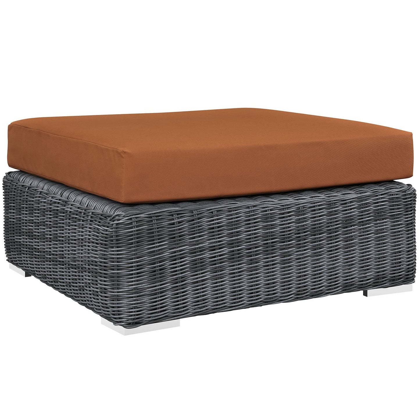 ottomans | CasaFoyer Summon Outdoor Patio Square Ottoman | Two-Tone Rattan Weave | Sunbrella Cushions | Powder-Coated Aluminum Frame | casafoyer.myshopify.com