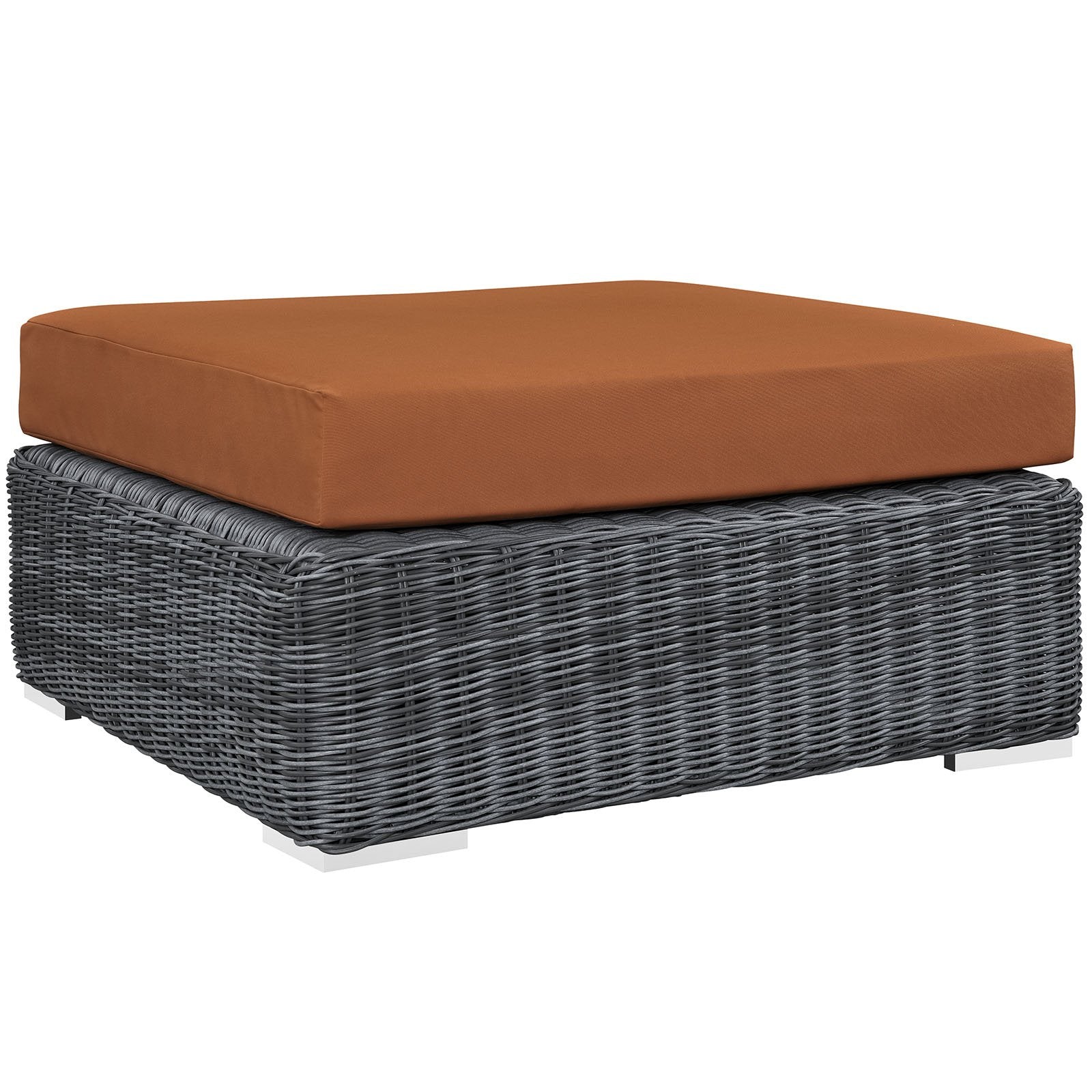 ottomans | CasaFoyer Summon Outdoor Patio Square Ottoman | Two-Tone Rattan Weave | Sunbrella Cushions | Powder-Coated Aluminum Frame | casafoyer.myshopify.com