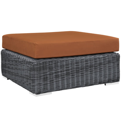 ottomans | CasaFoyer Summon Outdoor Patio Square Ottoman | Two-Tone Rattan Weave | Sunbrella Cushions | Powder-Coated Aluminum Frame | casafoyer.myshopify.com