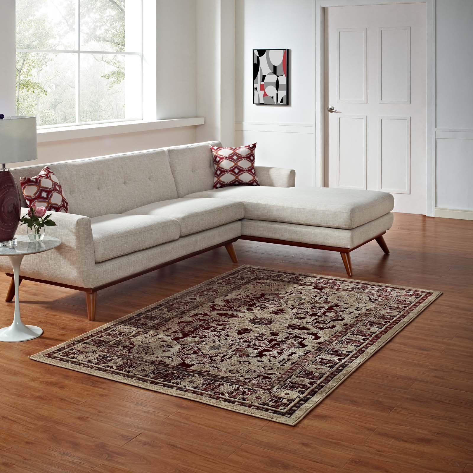 area rugs | CasaFoyer Grania Distressed Vintage Floral Turkish Area Rug | Elegant & Durable 8x10 | Burgundy & Tan | Stain Resistant & Easy to Maintain | casafoyer.myshopify.com