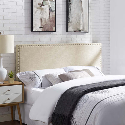 headboards | CasaFoyer  Phoebe Fabric Upholstered Queen Headboard | Stylish Design | Solid Wood Frame | Adjustable Legs | Soft Linen Upholstery | Silver Nail Button Trim | casafoyer.myshopify.com