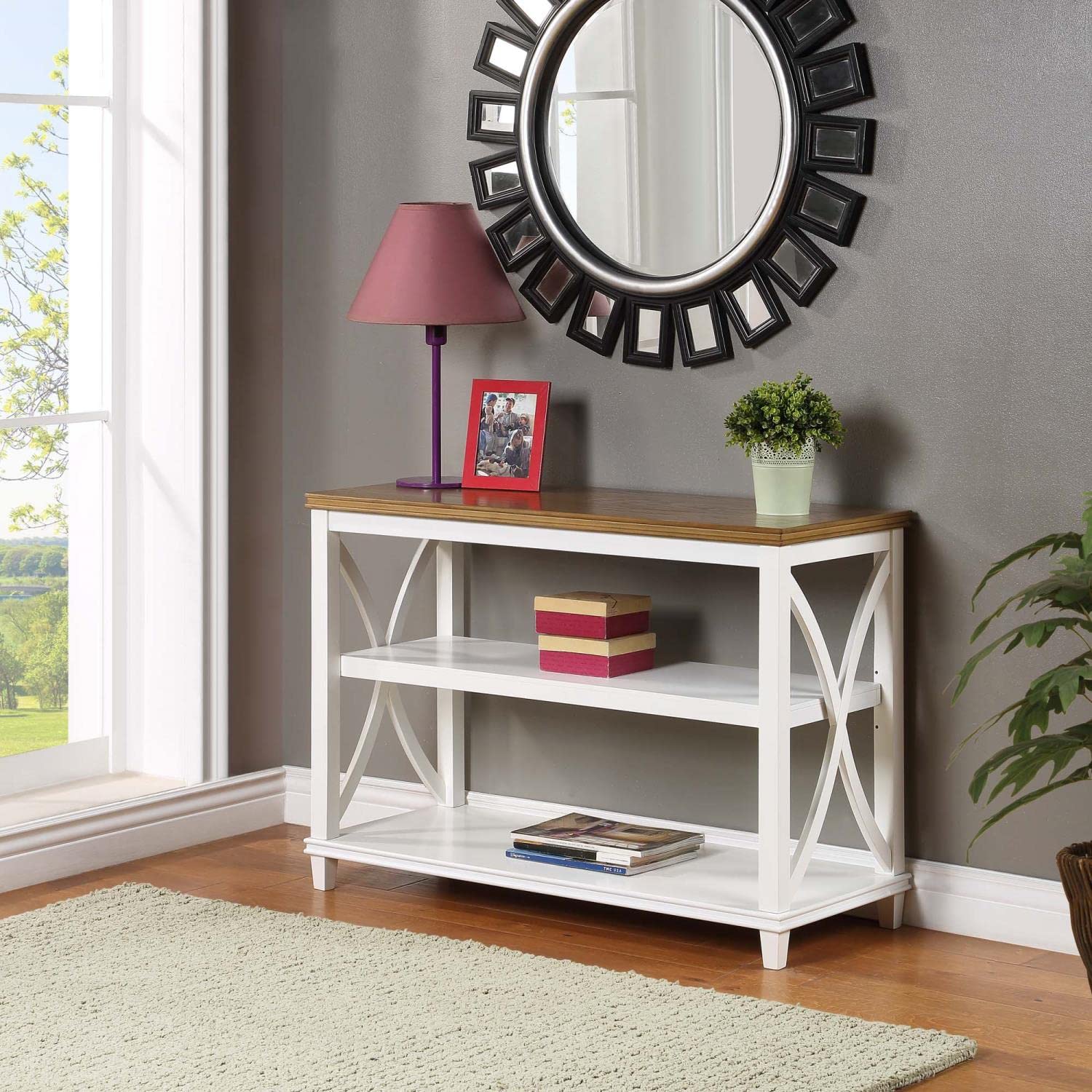 TABLE | Ergode Florence Console Table with Shelves | Elegant & Multipurpose | Sturdy Rubberwood Construction | Oak Veneer | Various Finishes | casafoyer.myshopify.com