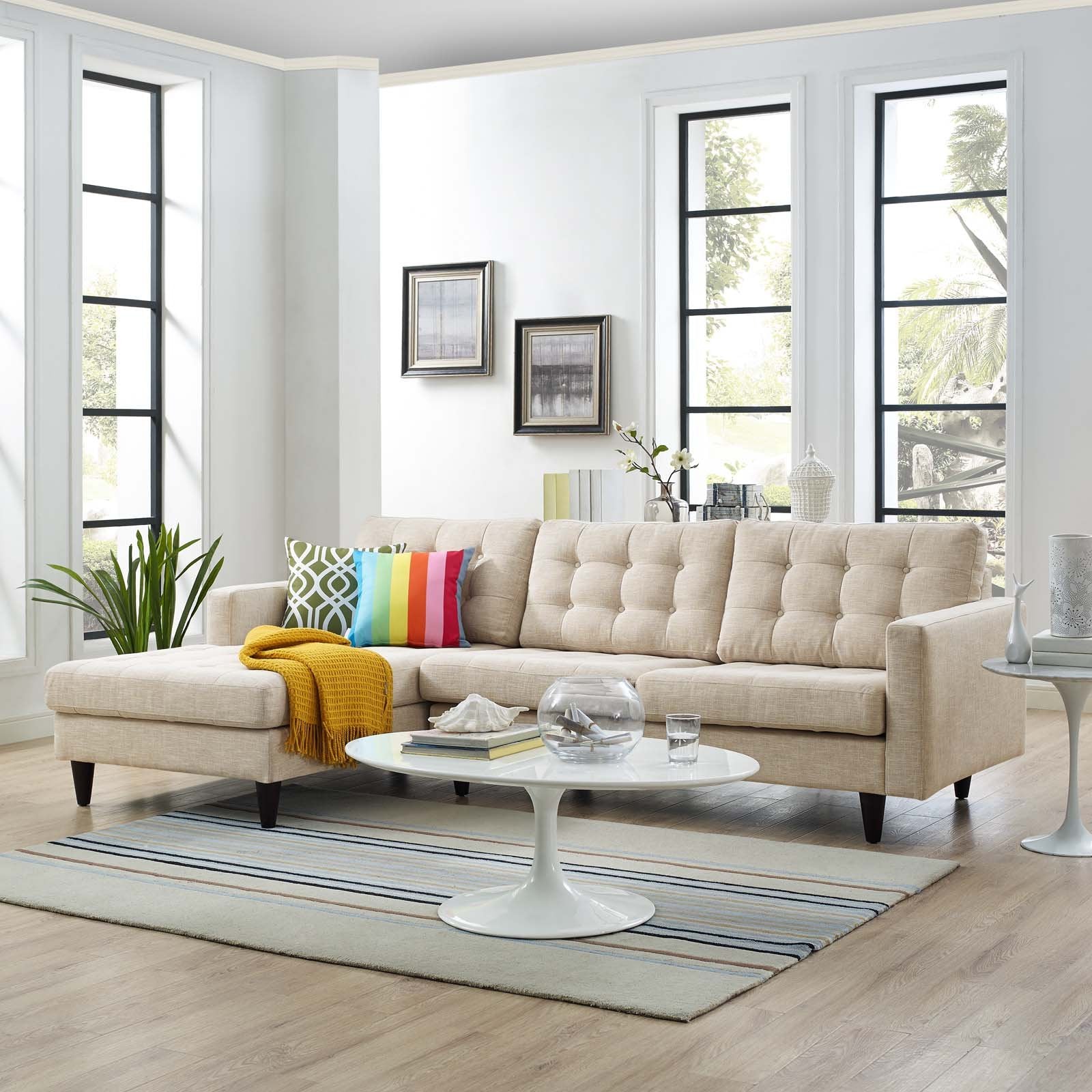 sofas | CasaFoyer Empress Left-Arm Sectional Sofa | Exquisite Design | Tufted Buttons | Luxurious Cushions | Regal Armrests | Sturdy Wooden Legs | Floor Protection | Beige | casafoyer.myshopify.com