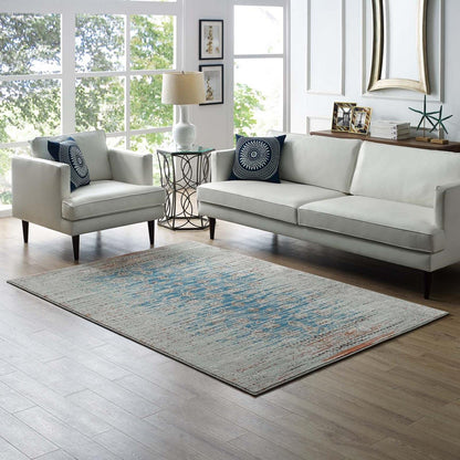 Carpet & Rugs | CasaFoyer Hesper Distressed Contemporary Floral Lattice Area Rug | Durable, Stain Resistant | 5x8 | Teal, Beige, Brown | casafoyer.myshopify.com