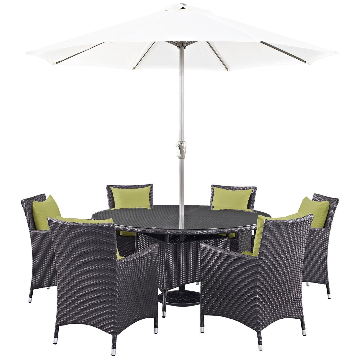 kitchen and dining room sets | CasaFoyer Convene Outdoor Sectional Series | Durable Rattan Weave | Weather-Resistant Cushions | Patio Dining Set with Umbrella | 8 Piece | Espresso Peridot | casafoyer.myshopify.com