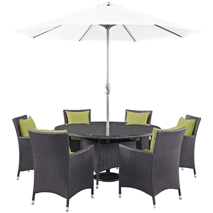 kitchen and dining room sets | CasaFoyer Convene Outdoor Sectional Series | Durable Rattan Weave | Weather-Resistant Cushions | Patio Dining Set with Umbrella | 8 Piece | Espresso Peridot | casafoyer.myshopify.com