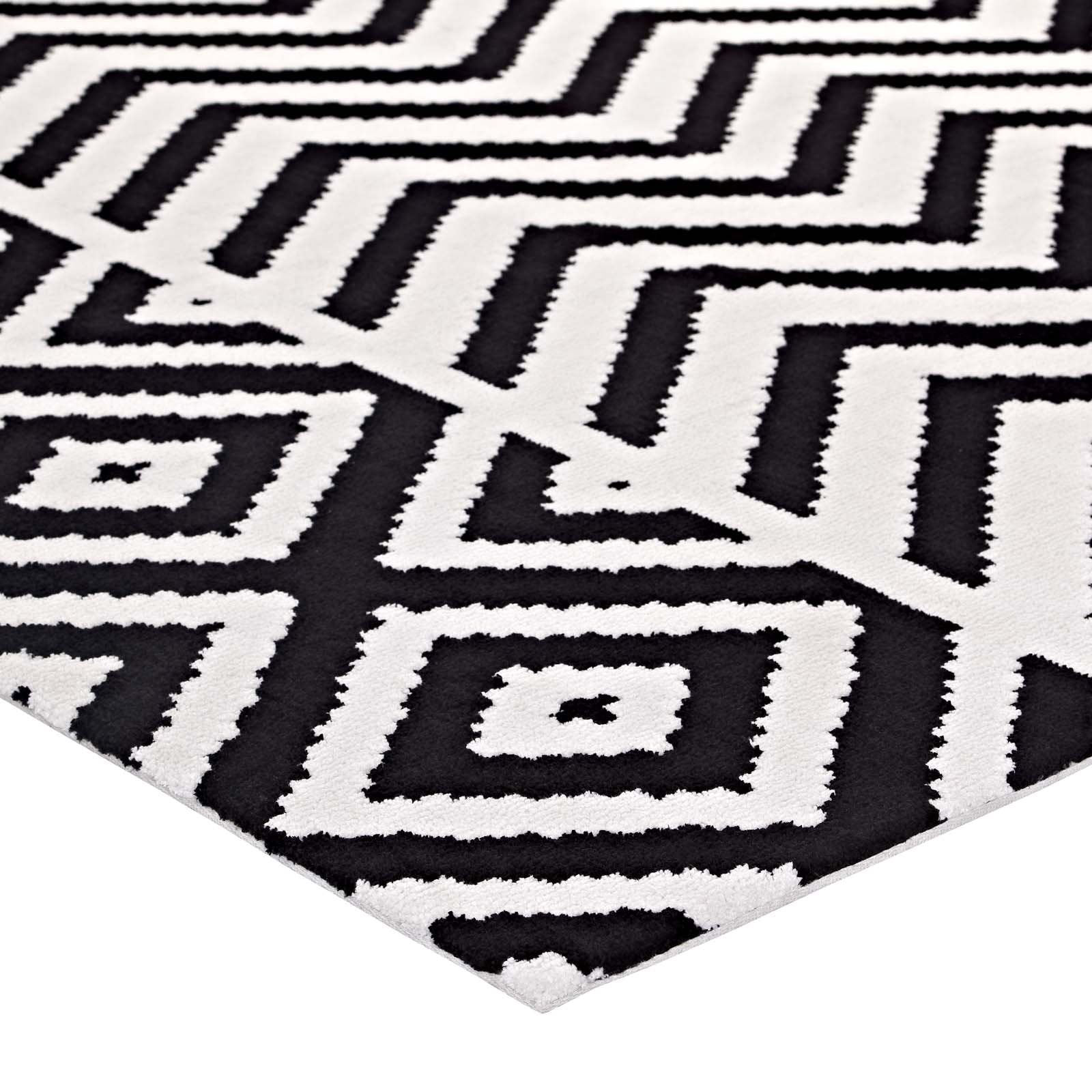 Carpet & Rugs | CasaFoyer Ailani Geometric Chevron and Diamond Area Rug | Modern Design | Soft Polyester Microfiber | Jute Fabric Bottom | Stain-Resistant | Easy to Maintain | 8x10 Black and White | casafoyer.myshopify.com
