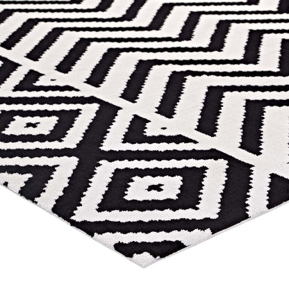 Carpet & Rugs | CasaFoyer Ailani Geometric Chevron and Diamond Area Rug | Modern Design | Soft Polyester Microfiber | Jute Fabric Bottom | Stain-Resistant | Easy to Maintain | 8x10 Black and White | casafoyer.myshopify.com