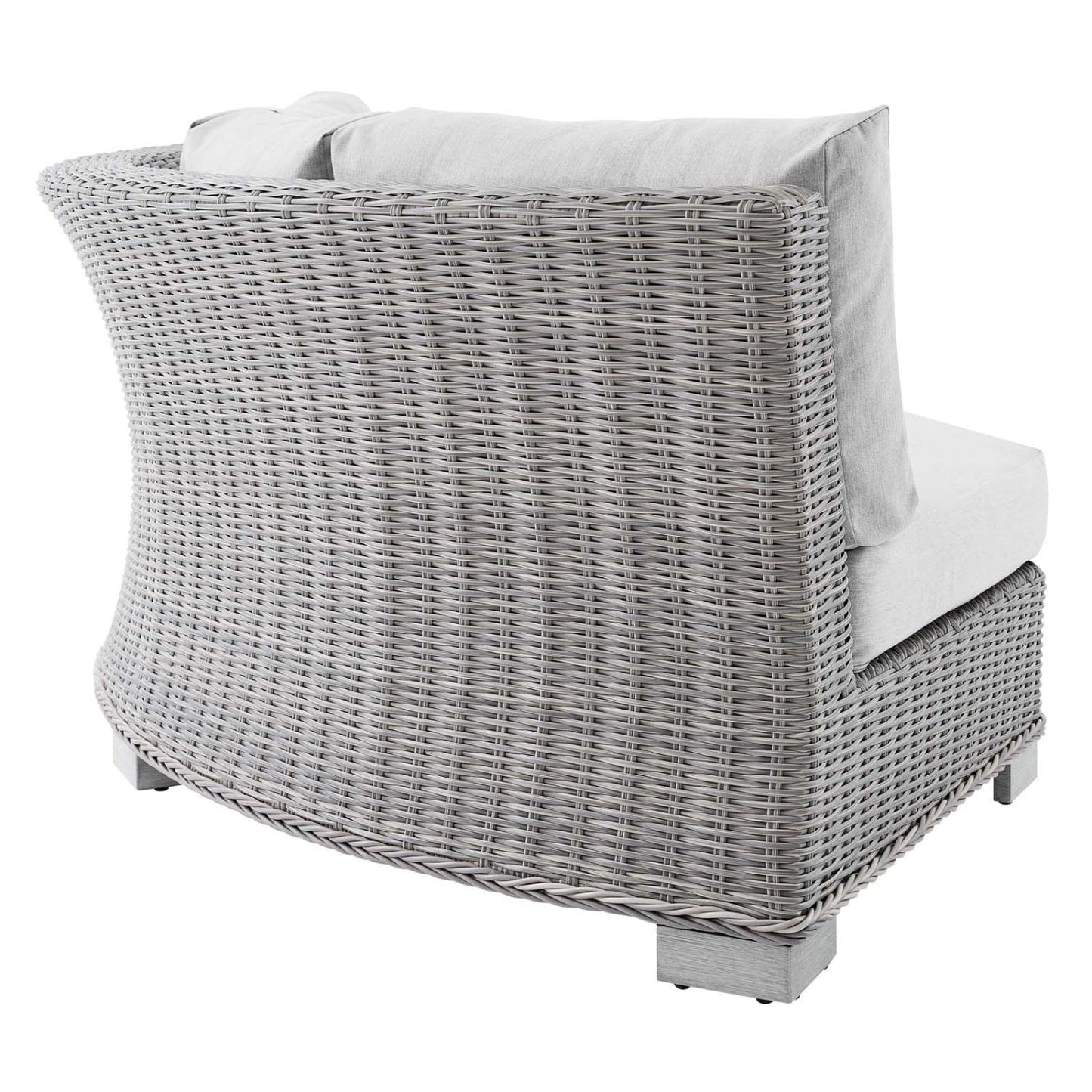 executive chairs | CasaFoyer Conway Outdoor Patio Wicker Rattan Sectional Sofa Round Corner Chair | Light Gray | UV-Resistant | Modular Design | Sunbrella Fabric | 600 lbs Weight Capacity | casafoyer.myshopify.com