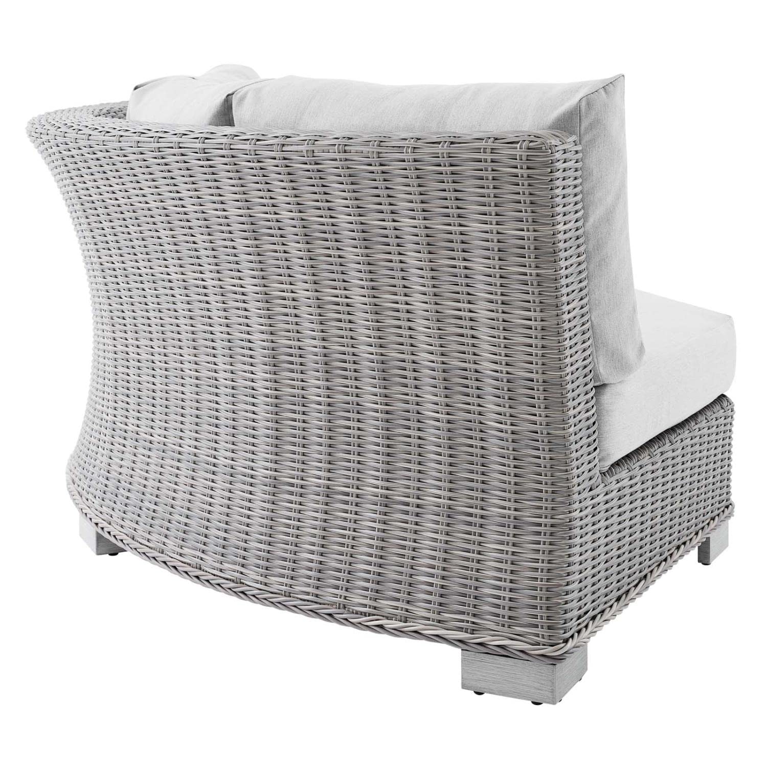 executive chairs | CasaFoyer Conway Outdoor Patio Wicker Rattan Sectional Sofa Round Corner Chair | Light Gray | UV-Resistant | Modular Design | Sunbrella Fabric | 600 lbs Weight Capacity | casafoyer.myshopify.com
