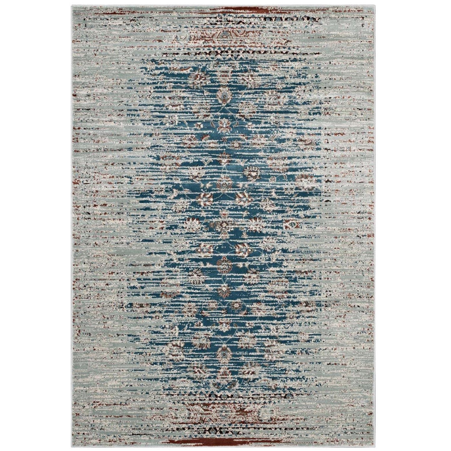 Carpet & Rugs | CasaFoyer Hesper Distressed Contemporary Floral Lattice Area Rug | Durable, Stain Resistant | 5x8 | Teal, Beige, Brown | casafoyer.myshopify.com